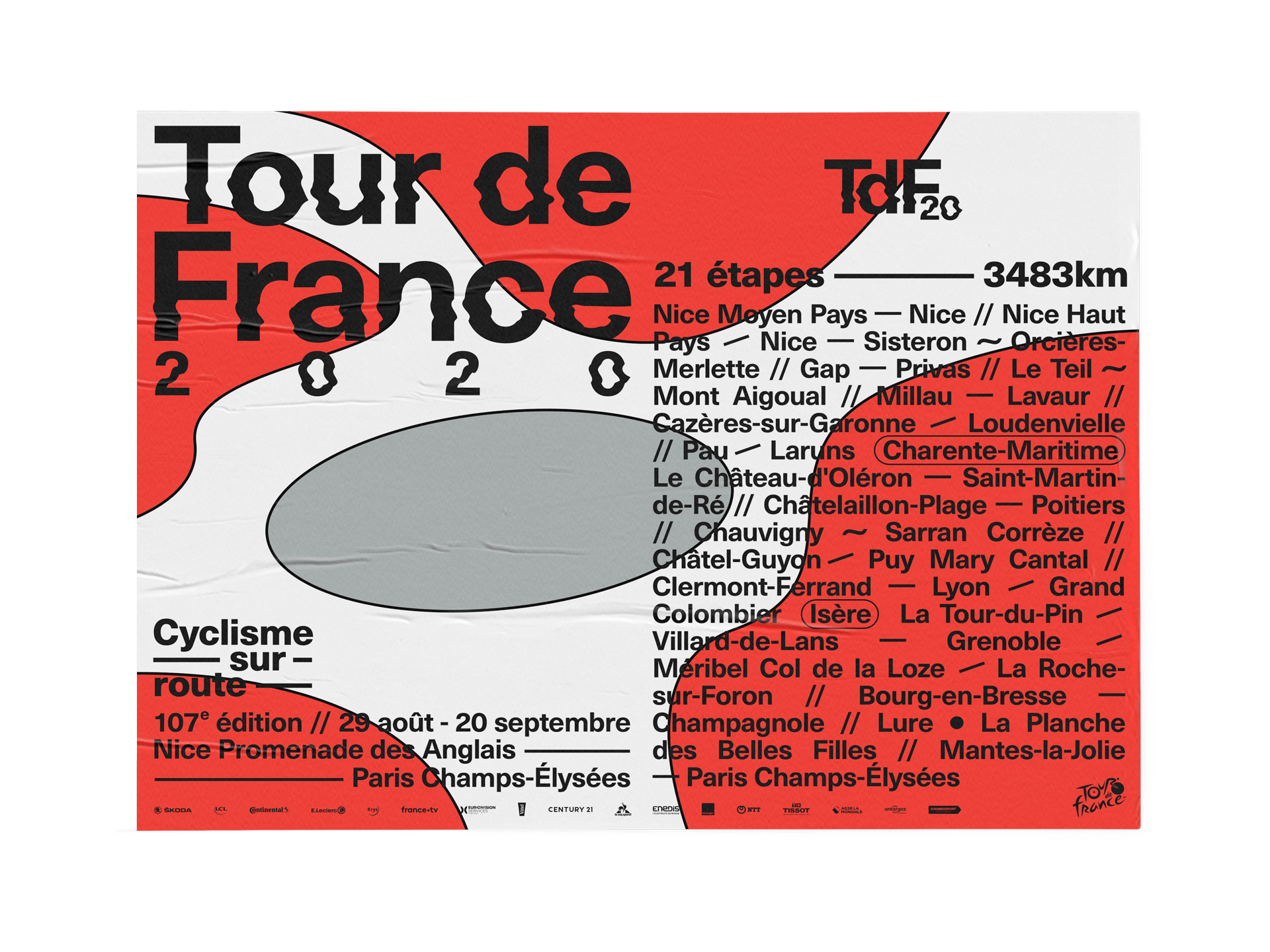 Fictionnal visual identity of the Tour de France 2020  highlighting the richness of the French landscapes © Pierre d'Alteroche