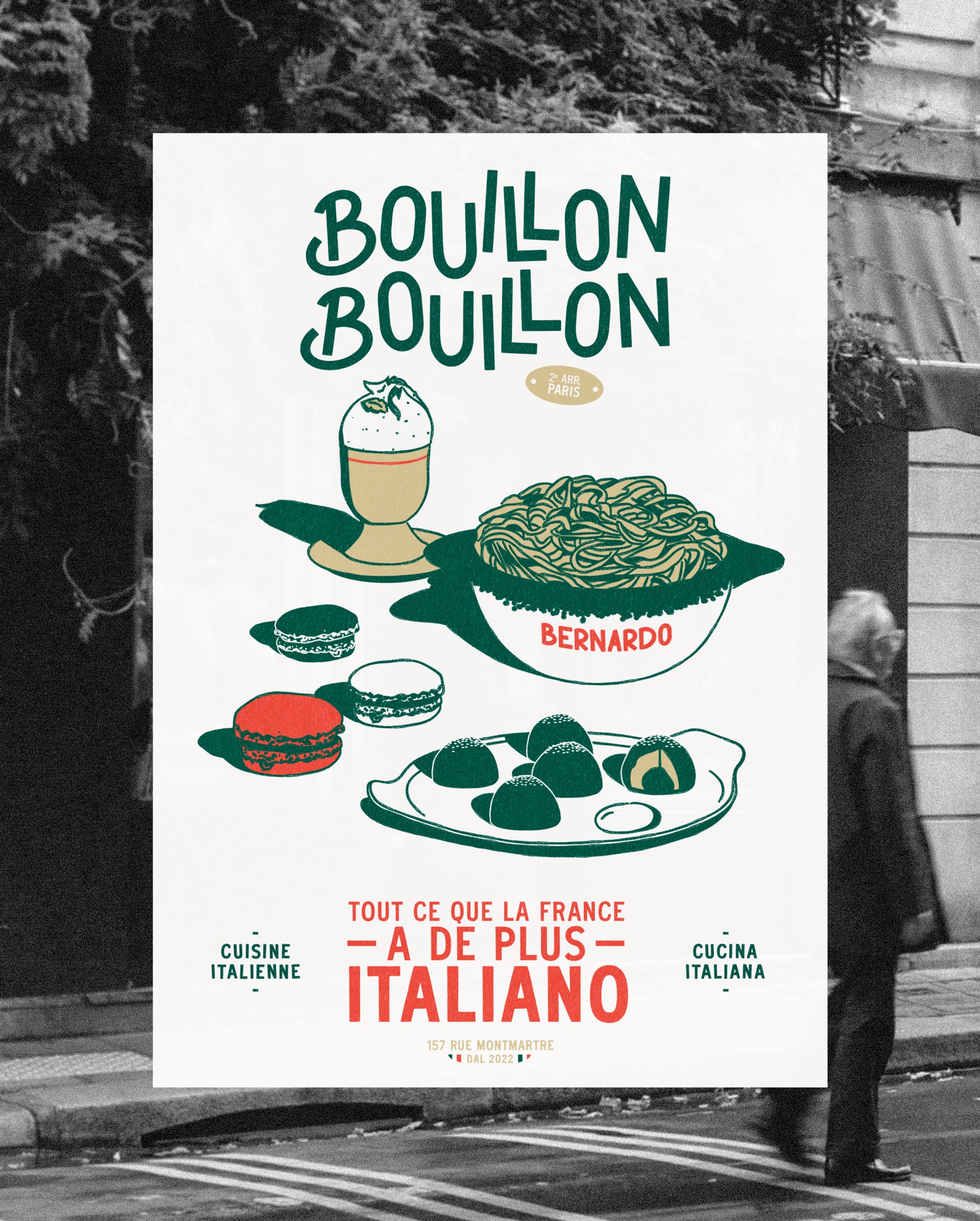 Bouillon Bouillon : branding of an italian bouillon restaurant in paris © Pierre d'Alteroche