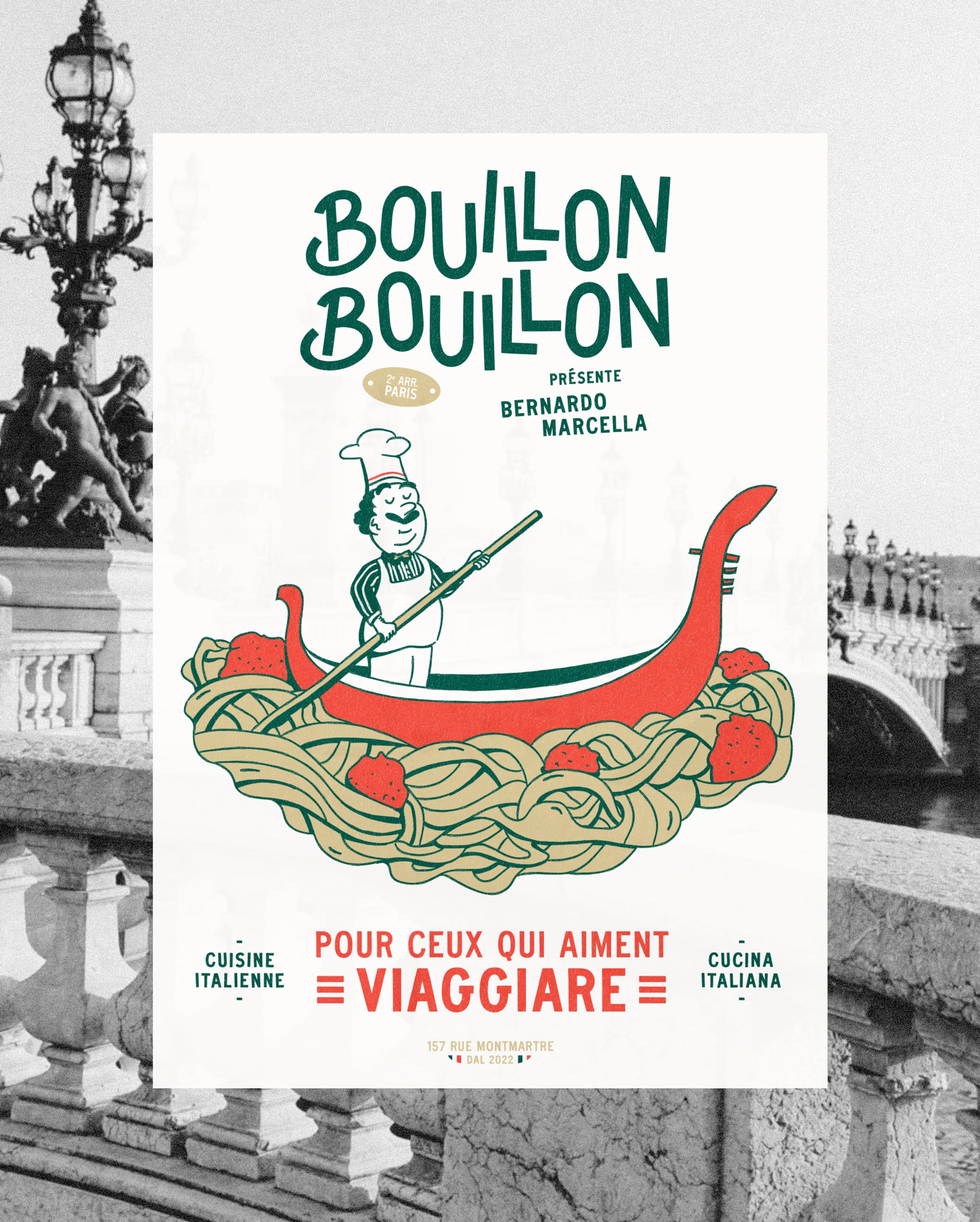 Bouillon Bouillon : branding of an italian bouillon restaurant in paris © Pierre d'Alteroche