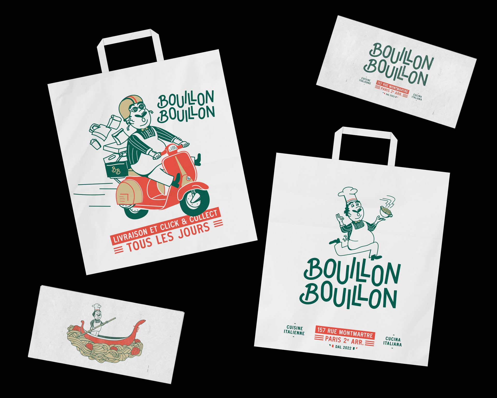 Bouillon Bouillon : branding of an italian bouillon restaurant in paris © Pierre d'Alteroche